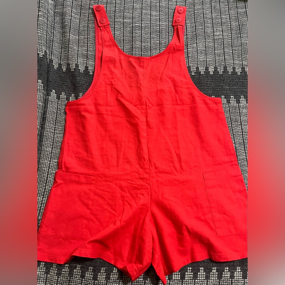 Anthropologie Corey Lynn Calter Adeline Romper in Red M
